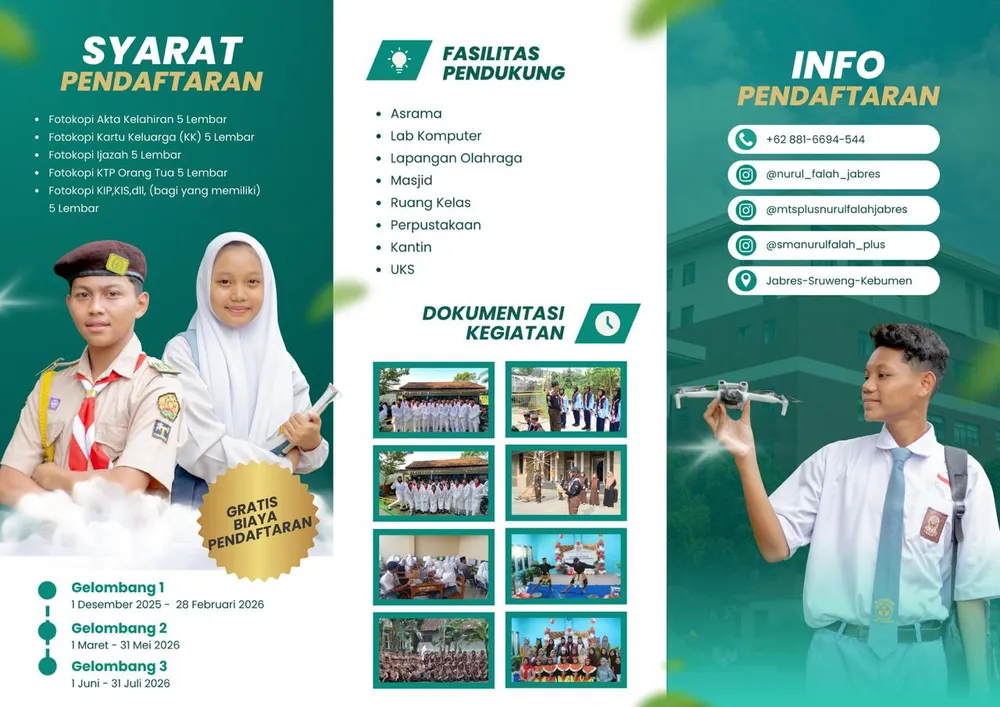 Syarat pendaftaran dan fasilitas sekolah